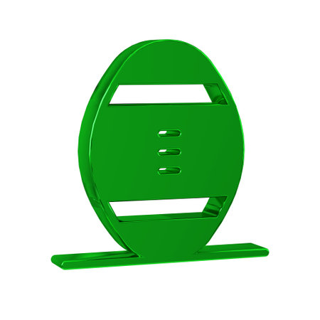 Green American Football ball icon isolated on transparent background. Rugby ball icon. Team sport game symbol.の写真素材