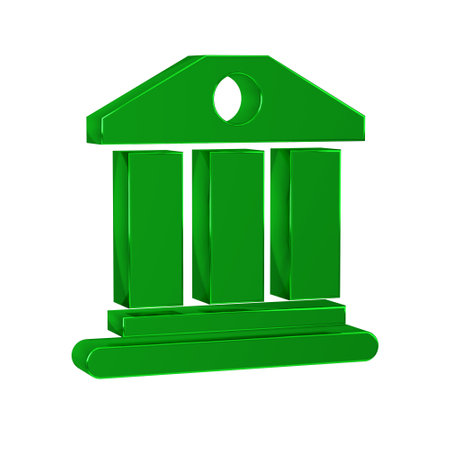Green Bank building icon isolated on transparent background.の写真素材