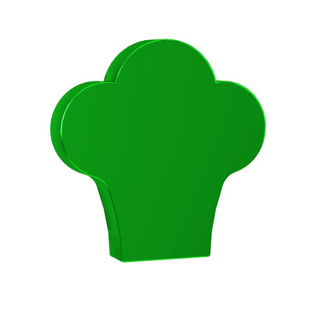 Green Chef hat icon isolated on transparent background. Cooking symbol. Cooks hat.の写真素材