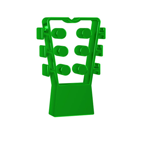 Green Guitar neck icon isolated on transparent background. Acoustic guitar. String musical instrument.の写真素材