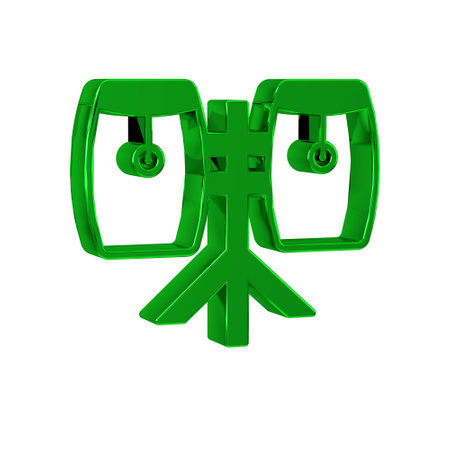 Green Conga drums icon isolated on transparent background. Musical instrument.の写真素材
