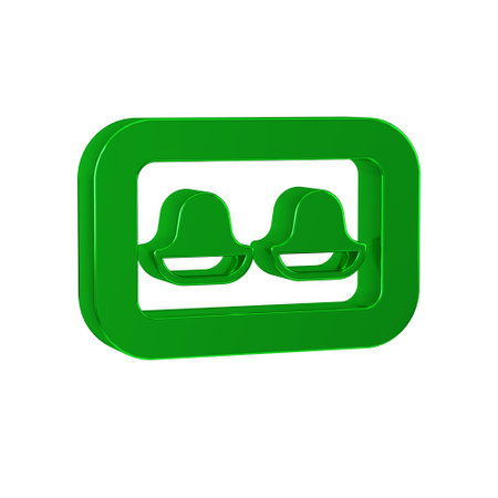 Green Earplugs with storage box icon isolated on transparent background. Ear plug sign. Noise symbol. Sleeping quality concept.の写真素材