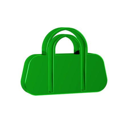 Green Sport bag icon isolated on transparent background.の写真素材