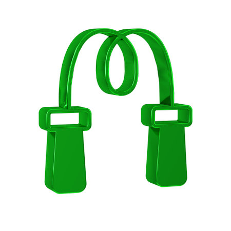 Green Jump rope icon isolated on transparent background. Skipping rope. Sport equipment.の写真素材