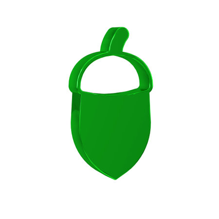 Green Acorn icon isolated on transparent background.の写真素材