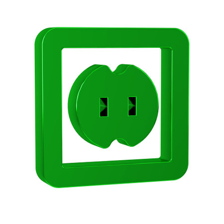 Green Electrical outlet icon isolated on transparent background. Power socket. Rosette symbol.の写真素材