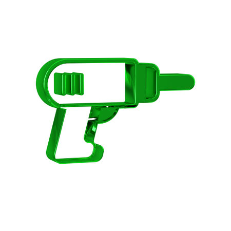 Green Electric drill machine icon isolated on transparent background. Repair tool.の写真素材