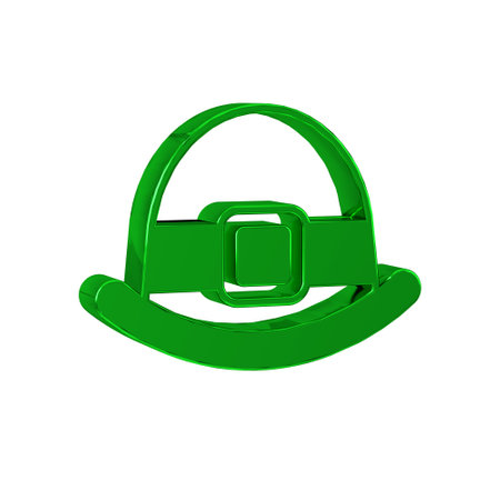 Green Leprechaun hat icon isolated on transparent background. Happy Saint Patricks day. National Irish holiday.の写真素材