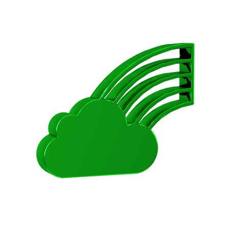Green Rainbow with cloud icon isolated on transparent background. Happy Saint Patricks day. National Irish holiday.の写真素材