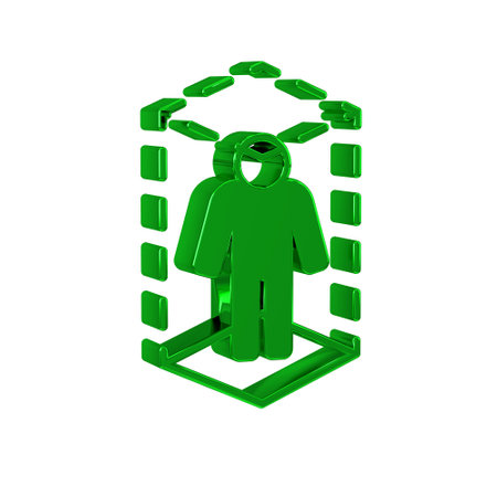 Green 3d modeling icon isolated on transparent background. Augmented reality or virtual reality.の写真素材