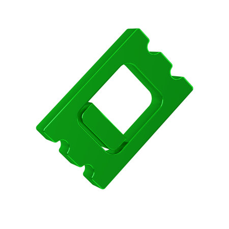 Green Circus ticket icon isolated on transparent background. Amusement park.の写真素材