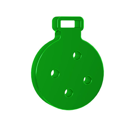 Green Bottle with potion icon isolated on transparent background. Flask with magic potion. Happy Halloween party.の写真素材