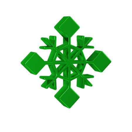 Green Snowflake icon isolated on transparent background. Merry Christmas and Happy New Year.の写真素材