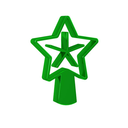 Green Christmas star icon isolated on transparent background. Merry Christmas and Happy New Year.の写真素材