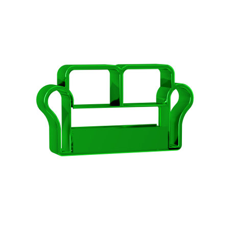 Green Sofa icon isolated on transparent background.の写真素材