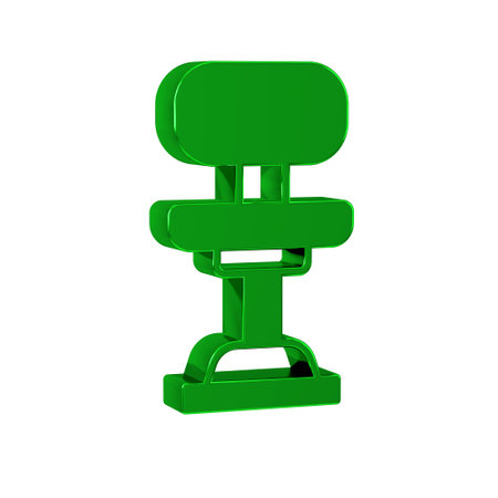 Green Office chair icon isolated on transparent background.の写真素材