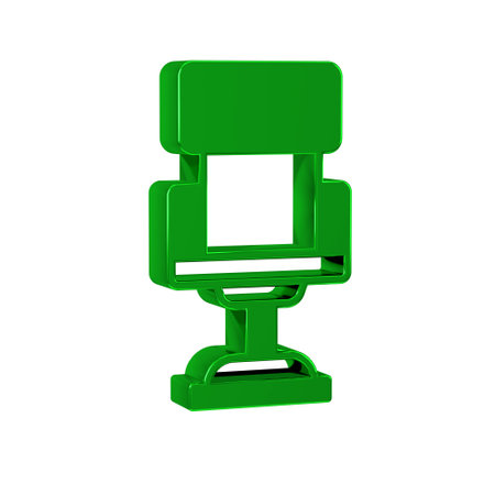 Green Office chair icon isolated on transparent background.の写真素材