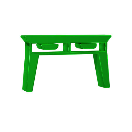 Green Office desk icon isolated on transparent background.の写真素材