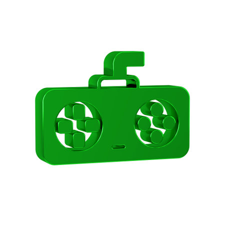 Green Game controller or joystick for game console icon isolated on transparent background.の写真素材