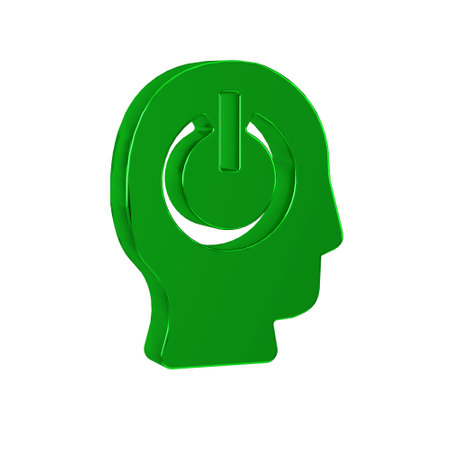 Green Power button icon isolated on transparent background. Start sign.の写真素材