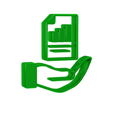 Green Contract in hand icon isolated on transparent background. Insurance concept. Security, safety, protection, protect concept.の写真素材