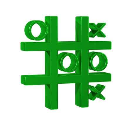 Green Tic tac toe game icon isolated on transparent background.の写真素材