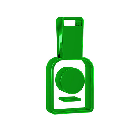 Green Bottle of nail polish icon isolated on transparent background.の写真素材