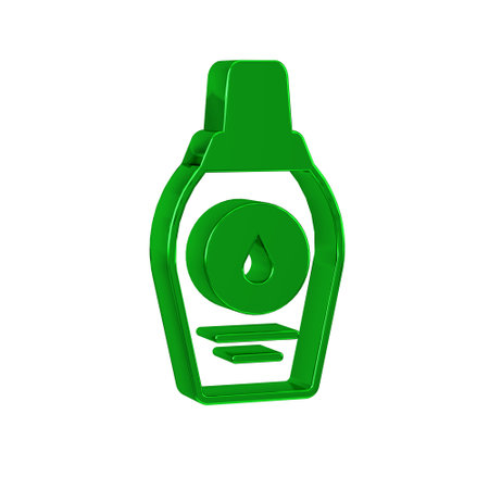 Green Bottle of shampoo icon isolated on transparent background.の写真素材