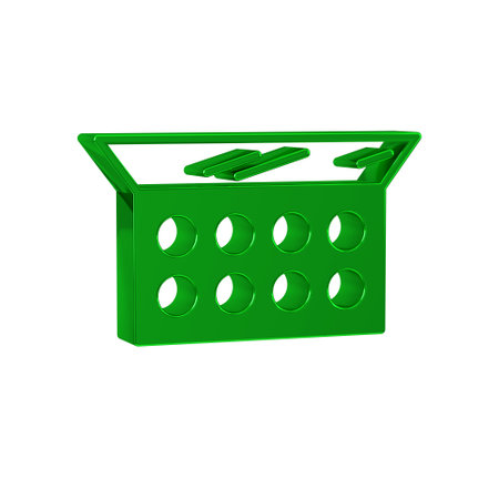 Green Makeup powder with mirror icon isolated on transparent background.の写真素材