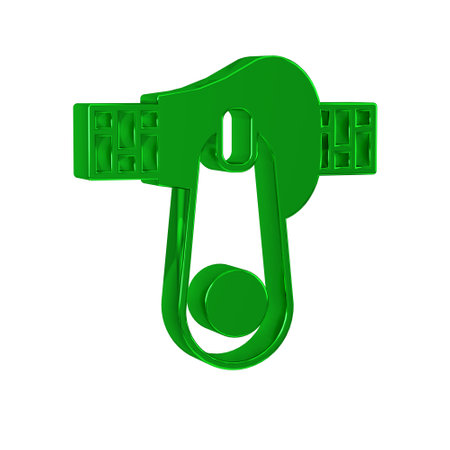 Green Zipper icon isolated on transparent background.の写真素材