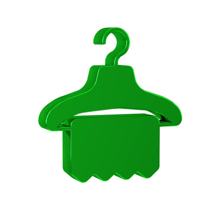 Green Hanger wardrobe icon isolated on transparent background. Cloakroom icon. Clothes service symbol. Laundry hanger sign.の写真素材