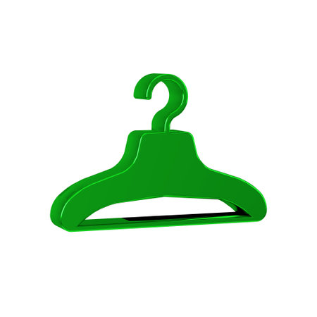 Green Hanger wardrobe icon isolated on transparent background. Cloakroom icon. Clothes service symbol. Laundry hanger sign.の写真素材