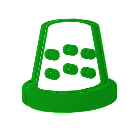 Green Thimble for sewing icon isolated on transparent background.の写真素材