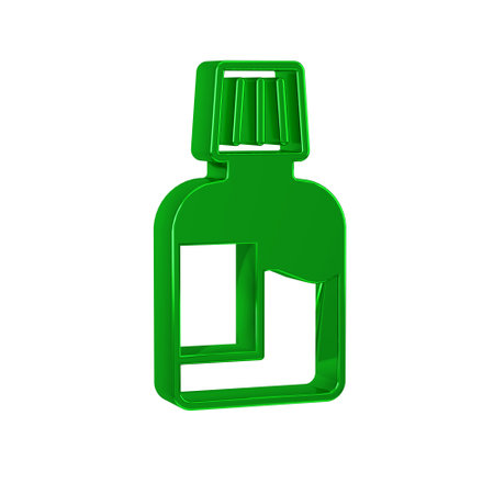 Green Mouthwash plastic bottle icon isolated on transparent background. Liquid for rinsing mouth. Oralcare equipment.の写真素材