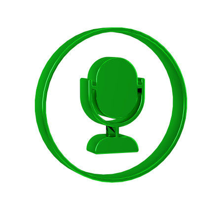 Green Microphone icon isolated on transparent background. On air radio mic microphone. Speaker sign.の写真素材