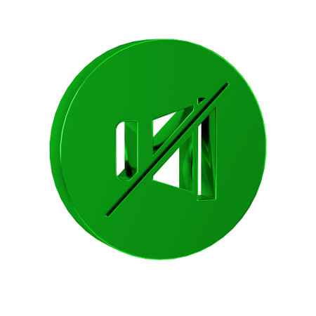 Green Mute microphone icon isolated on transparent background. Microphone audio muted.の写真素材