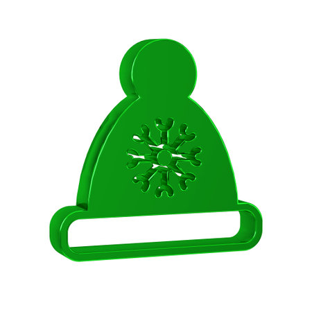 Green Christmas Santa Claus hat icon isolated on transparent background. Merry Christmas and Happy New Year.の写真素材