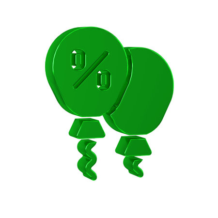 Green Discount percent tag icon isolated on transparent background. Shopping tag sign. Special offer sign. Discount coupons symbol.の写真素材