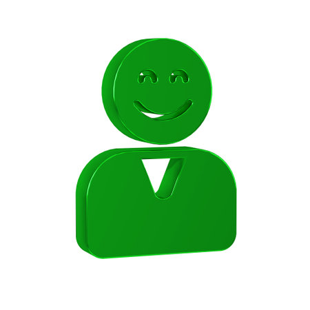 Green Happy customer icon isolated on transparent background.の写真素材