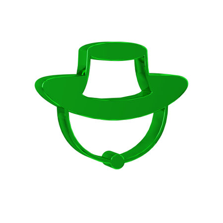 Green Fisherman hat icon isolated on transparent background.の写真素材