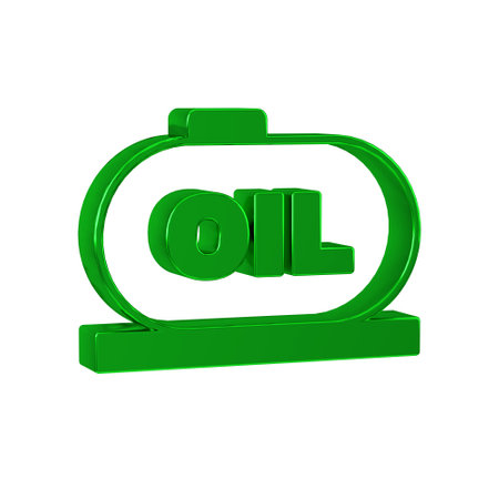 Green Oil tank storage icon isolated on transparent background. Vessel tank for oil and gas industrial. Oil tank technology station.の写真素材