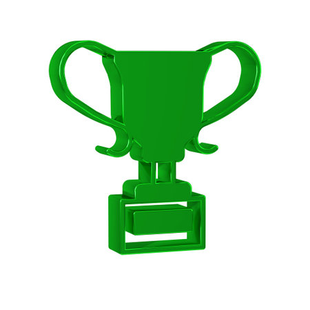 Green Award cup icon isolated on transparent background. Winner trophy symbol. Championship or competition trophy. Sports achievement sign.の写真素材