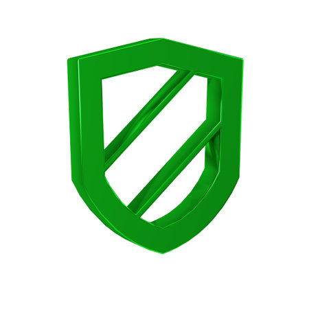 Green Shield icon isolated on transparent background. Guard sign. Security, safety, protection, privacy concept.の写真素材