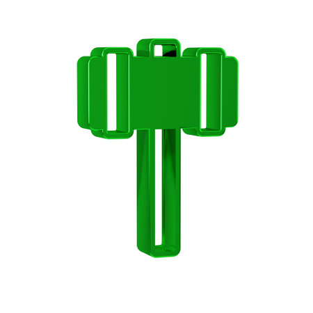 Green Sledgehammer icon isolated on transparent background.の写真素材