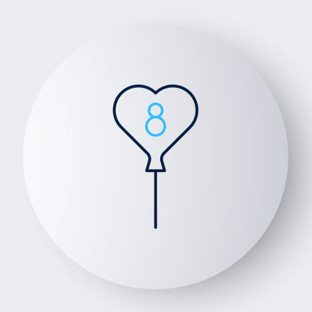 Line Balloons with 8 March icon isolated on white background. Colorful outline concept. Vectorのイラスト素材
