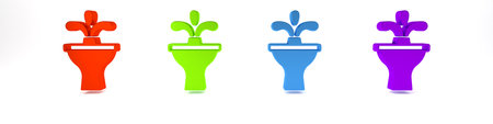 Colorful Fountain icon isolated on white background. Minimalism concept. 3D render illustration.の写真素材