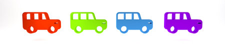 Colorful Safari car icon isolated on white background. Minimalism concept. 3D render illustration.の写真素材