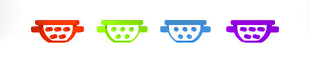 Colorful Kitchen colander icon isolated on white background. Cooking utensil. Cutlery sign....