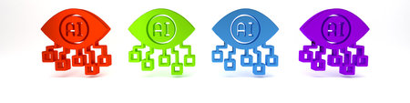 Colorful Computer vision icon isolated on white background. Technical vision, eye circuit, video...