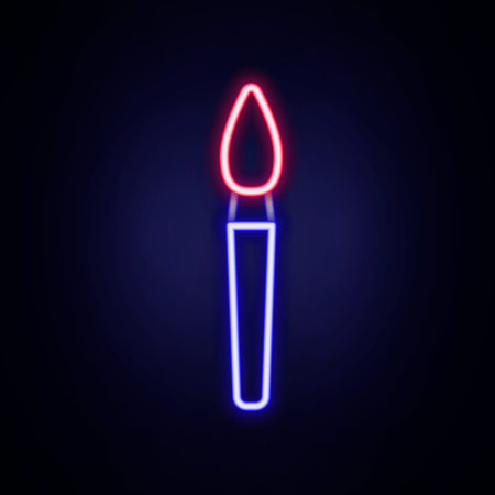 Glowing neon line Paint brush icon isolated on brick wall background. Colorful outline concept. Vector.のイラスト素材